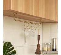 YXLLGS Barra for Colgar Cocina de Latón, Estante for Utensilios Montado en la Pared con Ganchos en S, Cucharas y Herramientas, Organizador for Cocina, Baño y Parte Inferior del Gabinete(80cm/31in)
