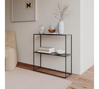 YXLLGS Mesa Consola Moderna de 2 Niveles, Estante de Almacenamiento Minimalista con Estructura De Metal, Mesa de Sofá Estrecha for Entrada, Sala de Estar, Pasillo(Black,80x25x80cm/31x9x31in)
