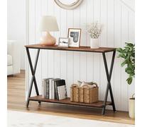 YXLLGS Mesa Consola Rústica, Mesa de Sofá Estrecha de 2 Niveles con Patas en Forma de X, Mesa de Entrada for Pasillo, Sala de Estar, Pasillo(100x25x80cm/39x9x31in)