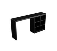 YXLLGS Mesa de Bar Detrás del Sofá de Madera de Pino Maciza, Consola Estrecha con 6 Compartimentos de Almacenamiento, Mesa Auxiliar para Sala de Estar, Cocina y Entrada(Black,160x45x105cm/63x17x41in)