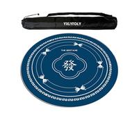 YXLYFDLY Tapete redondo de mahjong antideslizante y reducción de ruido, mantel Mahjong con bolsa de transporte, tapete de juego grande para mahjong, póquer, cartas, juegos de azulejos (azul, 95 cm)