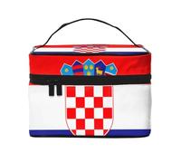 YXLymxDAMAI Bolsa de maquillaje de viaje con bandera de soberanía siamesa, bolsa de cosméticos de moda con gran capacidad para viajes, gimnasio y camping, Bandera de la República de Croacia, Talla