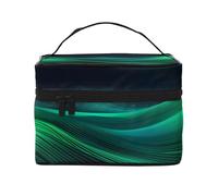 YXLymxDAMAI Bolsa de maquillaje de viaje con estrellas, bolsa de cosméticos de moda con gran capacidad para viajes, gimnasio y camping, Verde (Green Line), Talla única