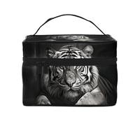 YXLymxDAMAI Bolsa de maquillaje de viaje con fideos planos, bolsa de cosméticos de moda con gran capacidad para viajes, gimnasio y camping, Tigre en reposo, Talla única