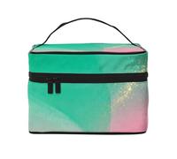 YXLymxDAMAI Bolsa de maquillaje de viaje con pintura al óleo de color claro, bolsa de cosméticos de moda con gran capacidad para viajes, gimnasio y camping, Verde y rosa mezclado, Talla única
