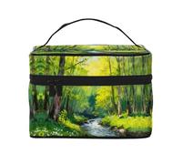 YXLymxDAMAI Bolsa de maquillaje de viaje con pintura al óleo de color claro, bolsa de cosméticos de moda con gran capacidad para viajes, gimnasio y camping, verde pesado, Talla única