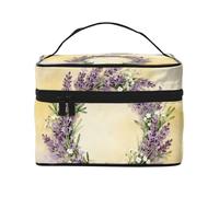 YXLymxDAMAI Bolsa de maquillaje de viaje con pintura al óleo de color claro, bolsa de cosméticos de moda con gran capacidad para viajes, gimnasio y camping, Corona de flores de lavanda, Talla única