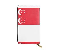 YXLymxDAMAI Cartera de cuero de alta calidad con bandera suiza, elegante cartera larga con cierre de cremallera, carteras ideales para uso diario, Singapore Flag, Talla única