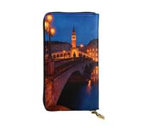 YXLymxDAMAI Cartera de cuero de alta calidad con crayones de colores, elegante cartera larga con cierre de cremallera, carteras ideales para uso diario, Bridge Under The Twilight, Talla única