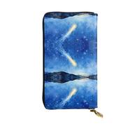 YXLymxDAMAI Cartera de cuero de alta calidad con cuadrícula roja y blanca, elegante cartera larga con cierre de cremallera, carteras ideales para uso diario, Meteor, Talla única