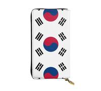 YXLymxDAMAI Cartera de cuero de alta calidad de color blanco natural, elegante cartera larga con cierre de cremallera, carteras ideales para uso diario, Bandera de Corea, Talla única