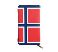 YXLymxDAMAI Cartera de cuero de primera calidad con bandera irlandesa retro, elegante cartera larga con cierre de cremallera, carteras ideales para uso diario, Bandera noruega, Talla única