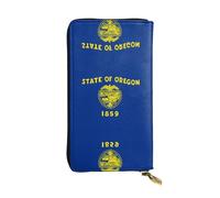 YXLymxDAMAI Cartera de cuero de primera calidad con bandera irlandesa retro, elegante cartera larga con cierre de cremallera, carteras ideales para uso diario, Oregon State Flag, Talla única