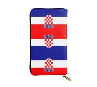 YXLymxDAMAI Cartera de cuero de primera calidad con bandera irlandesa retro, elegante cartera larga con cierre de cremallera, carteras ideales para uso diario, Bandera de la República de Croacia