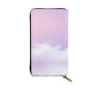 YXLymxDAMAI Cartera de piel de alta calidad con pintura al óleo de colores claros, elegante cartera larga con cierre de cremallera, carteras ideales para uso diario, Lavanda, Talla única