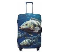 YXLymxDAMAI Fundas planas blancas para maleta, adecuadas para equipaje de viaje, funda de protección de equipaje de 18 a 32 pulgadas, color negro, Shoal Of Fish, XL