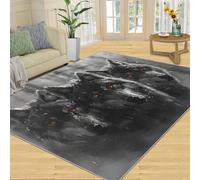 YXQAIED Alfombra abstracta de lobo de 60 x 180 cm, alfombras de lobo feroz para niños, alfombra estampada con estampado de tres lobos, alfombras de bosque gris para dormitorio, sala de estar, alfombra