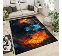 YXQAIED Alfombra con estampado de lobos, 80 x 120 cm, diseño de lobos misteriosos, para dormitorio, sala de estar, decoración del hogar