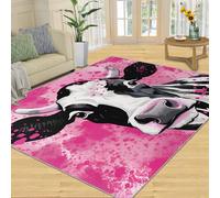 YXQAIED Alfombra de 60 x 180 cm, diseño de cabeza de vaca con estampado de vaca, color rosa, para niñas, mujeres, niños y adolescentes, alfombra de cocina antideslizante para dormitorio, sala de