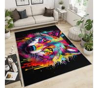 YXQAIED Alfombra de lobo, 180 x 270 cm, alfombra colorida de graffiti, alfombra de sala de estar, alfombras de animales misteriosos para dormitorio de niños