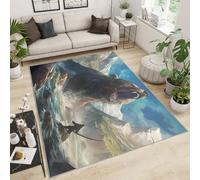 YXQAIED Alfombra de oso gigante, 70 x 140 cm, alfombra de entrada, alfombra de animación de dibujos animados para dormitorio, niños, guerra entre hombre y bestia, alfombra lavable para sala de estar