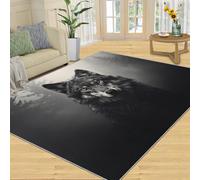 YXQAIED Alfombras de lobo para dormitorio, sala de estar, alfombra de animales de lobos, 140 x 200 cm, lavable, antideslizante, alfombra de área de lobo, alfombra de comedor de bosque gris, alfombra