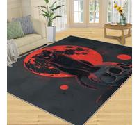 YXQAIED Moonlit Night - Alfombra de gato negro para habitación de niños, alfombra grande de 140 x 200 cm, alfombra gótica para dormitorio, alfombra japonesa de sol rojo para sala de estar, decoración
