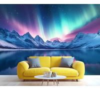 YXQAIED Papel pintado Aurora Borealis - Mural de montaña nevada y decoración del hogar, papel pintado de paisaje de fantasía, papel pintado para dormitorio, no autoadhesivo, murales de pared grandes