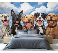 YXQAIED Papel pintado con patrón de perro, papeles pintados de animales lindos para sala de estar, no autoadhesivo, papel tapiz de dormitorio de cachorro, mural grande 3D de labrador y póster de