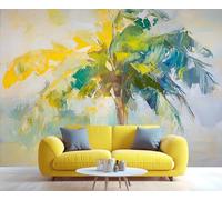 YXQAIED Papel pintado de árbol, papel tapiz tropical para sala de estar, papel de pared amarillo para dormitorio, pintura al óleo, murales fotográficos 3D para decoración de fondo de cocina y