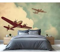 YXQAIED Papel pintado de avión, papel pintado de helicóptero para sala de estar, papel pintado de dibujos animados para dormitorio, no autoadhesivo, mural grande 3D y decoración del hogar, 350 x 256