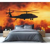 YXQAIED Papel pintado de avión para dormitorio, murales de pared 3D de helicóptero, póster de avión de combate, papel pintado fotográfico para decoración del hogar del comedor (no se pela ni se pega)