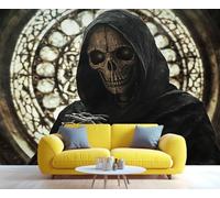 YXQAIED Papel pintado de calavera, papel de pared para dormitorio, no autoadhesivo, papel tapiz gótico de terror para sala de estar, mural grande 3D del Día de Muertos y póster de decoración del hogar