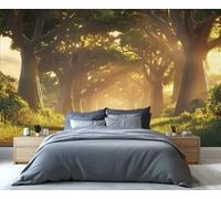 YXQAIED Papel pintado de calle de la ciudad, papel de pared de paisaje otoñal, papel pintado de bosque soleado para sala de estar, decoración del hogar y mural grande, 400 x 280 cm