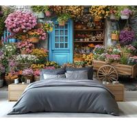 YXQAIED Papel pintado de ciudad mediterránea, exquisito papel tapiz floral para sala de estar y decoración del hogar, papel pintado de casa de flores italianas para dormitorio, mural de pared con