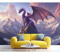 YXQAIED Papel pintado de dragones de dibujos animados para sala de estar, no autoadhesivo, animales occidentales, papel pintado para dormitorio, murales de pared y decoración de habitación, 100 x 70