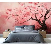 YXQAIED Papel pintado de flor de cerezo, papel pintado japonés para sala de estar y decoración del hogar, papel tapiz de árbol de flores rosas para dormitorio, mural de pared con impresión 3D (no se