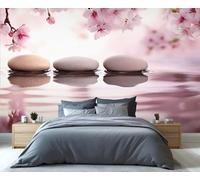 YXQAIED Papel pintado de flores de cerezo, 260 x 175 cm, papel pintado fotográfico japonés, papel pintado de meditación zen para dormitorio, sala de estar, murales de pared no autoadhesivos