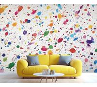 YXQAIED Papel pintado de graffiti de 390 x 260 cm, papel pintado colorido con salpicaduras de tinta para dormitorio, papel pintado fotográfico de graffiti, murales de pared de lunares de dibujos