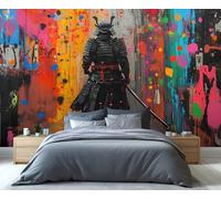 YXQAIED Papel pintado de graffiti, papel pintado colorido para dormitorio, papel pintado de guerrero japonés, papel pintado para sala de estar, silueta de samurái, póster grande y decoración de