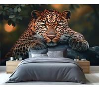 YXQAIED Papel pintado de leopardo, papel pintado de animales salvajes para sala de estar, papel pintado de paisaje forestal para dormitorio, murales de pared para decoración de apartamentos y