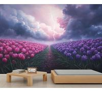 YXQAIED Papel pintado de lirio de 260 x 175 cm, papel pintado fotográfico de flores modernas para dormitorio, sala de estar, murales de pared no autoadhesivos