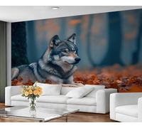 YXQAIED Papel pintado de lobo, papel pintado de animales salvajes para sala de estar, papel tapiz de dormitorio de bosque místico, murales de pared 3D para decoración de habitación de adultos (no se