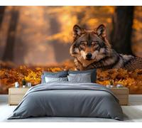 YXQAIED Papel pintado de lobo, papel pintado de animales salvajes para sala de estar y decoración del hogar, papel pintado de paisaje para dormitorio, mural de pared con impresión 3D (no se pela ni se