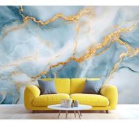 YXQAIED Papel pintado de mármol, papel pintado texturizado moderno para sala de estar, no autoadhesivo con estampado dorado de mármol, papel tapiz para dormitorio, mural grande 3D azul nórdico y