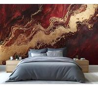 YXQAIED Papel pintado de mármol, papel tapiz borgoña y negro para sala de estar, papel de pared texturizado dorado, no autoadhesivo, mural grande 3D y póster de decoración del hogar, 300 x 210 cm