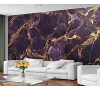 YXQAIED Papel pintado de mármol, papel tapiz de mármol morado para sala de estar, papel de pared texturizado dorado agrietado, murales fotográficos 3D morado nórdico y decoración de habitación, 390 x