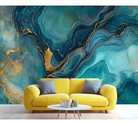 YXQAIED Papel pintado de mármol, papel tapiz turquesa verde azulado para sala de estar, no autoadhesivo, papel tapiz de mármol fluido para dormitorio, mural grande 3D moderno nórdico y póster de