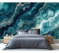 YXQAIED Papel pintado de mármol, papel tapiz verde oscuro para sala de estar, papel de pared de dormitorio turquesa verde azulado, no autoadhesivo, mármol nórdico 3D, póster grande y decoración del