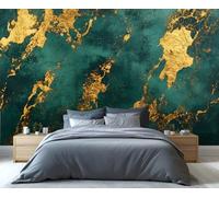 YXQAIED Papel pintado de mármol, papel tapiz verde oscuro para sala de estar y decoración del hogar, papel pintado texturizado dorado nórdico para dormitorio, mural de pared con impresión 3D (no se